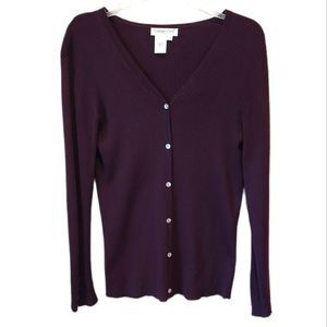 Gorgeous eggplant colored Coldwater Creek button down, long sleeve sweater in xs